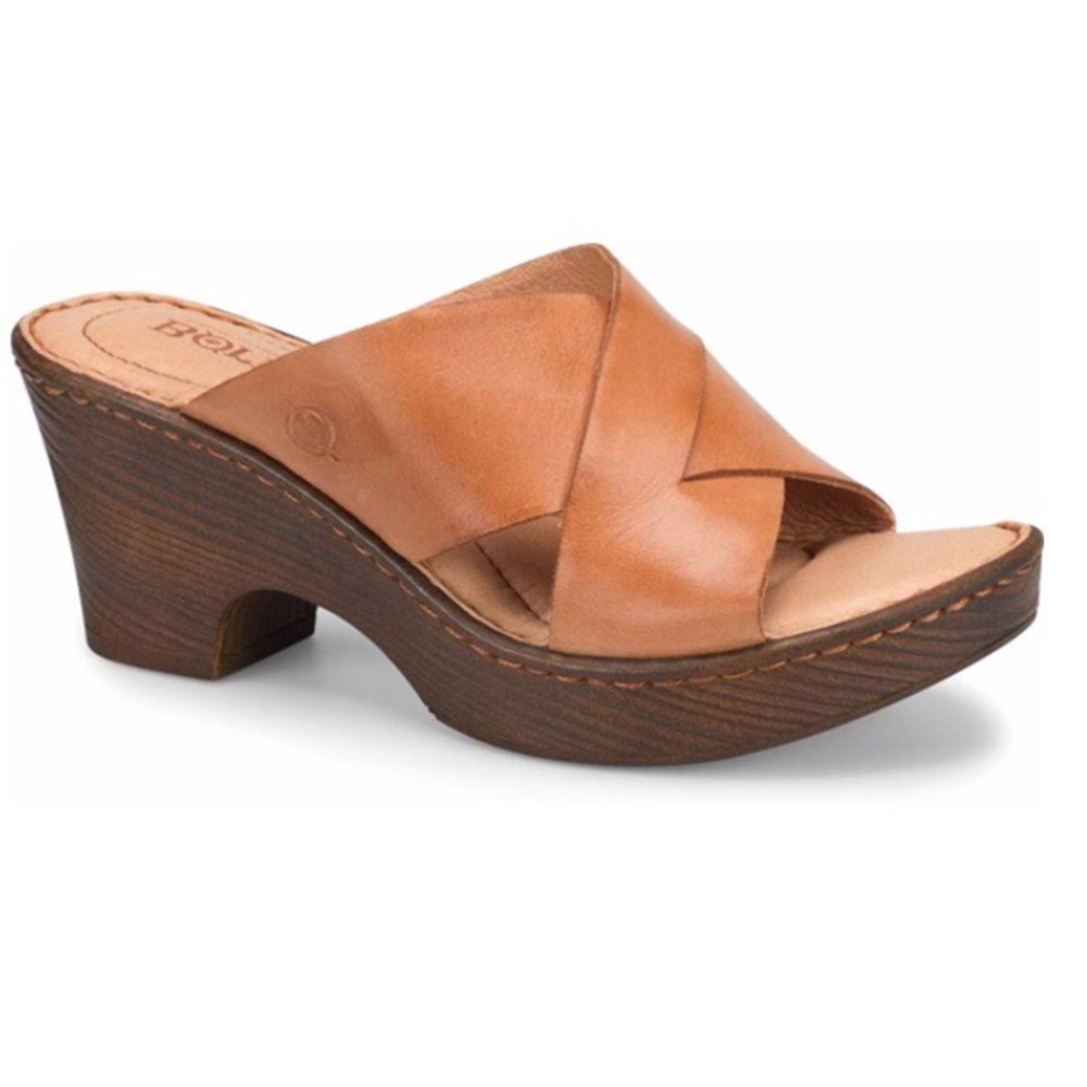 BORN Woman's tan wedge sandals. 7.5. Worn once.